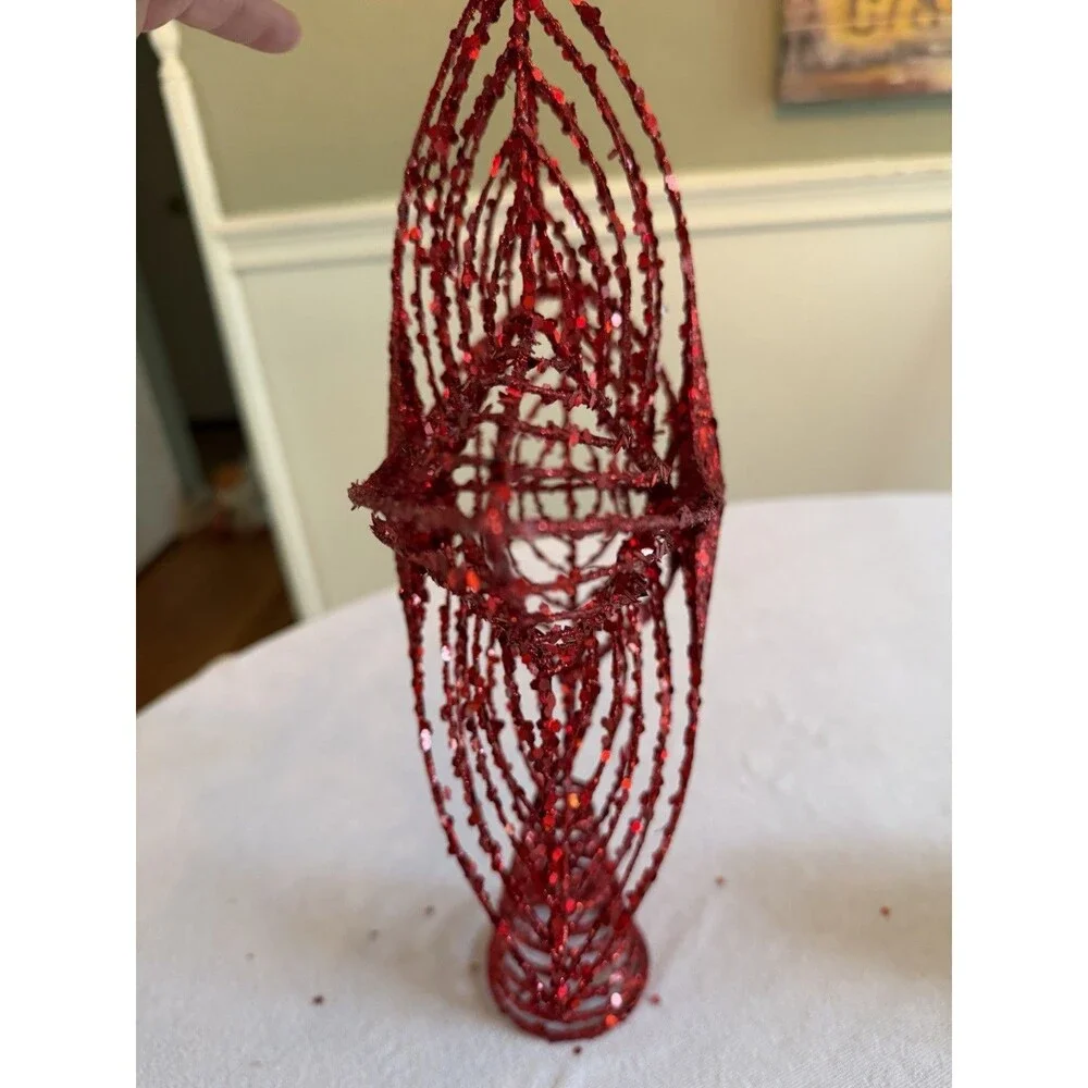 Christmas Tree Topper Star  and red  ornaments - Christmas Theme Decor